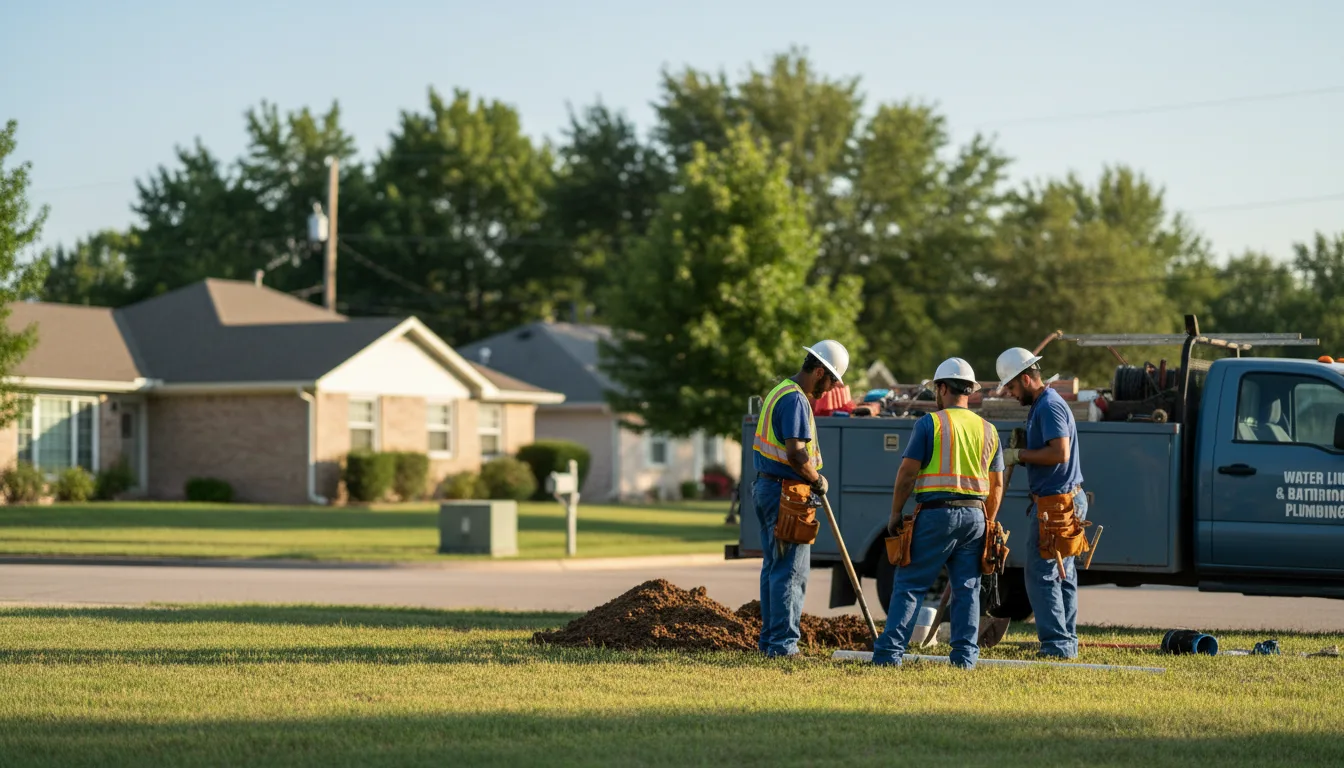 Residential water line and bathroom plumbing service in Columbia, IA